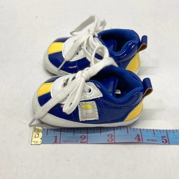 Fila Baby Comfy Fit Crib Shoes Size 0-6 mos Blue Yellow White Lace Up Sneakers - Picture 11 of 12
